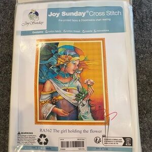 Joy Sunday Colorful Cross Stitch Kit RA562 The girl holding the flower New